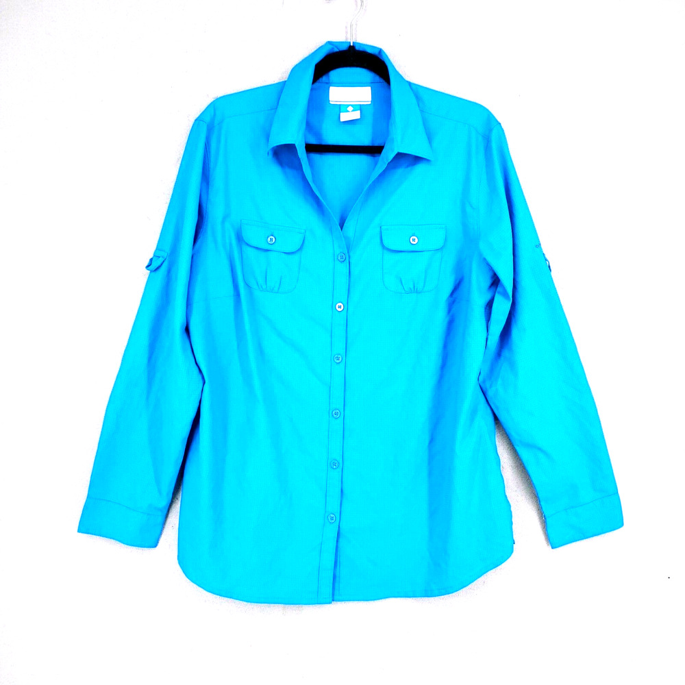 Men's Columbia PFG Omni Shade Blue Button Down Long Sleeve Shirt Size XL